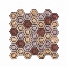 Soulscrafts Glod Brown Backsplash Mosaic 3d Hexagon Glass Tile